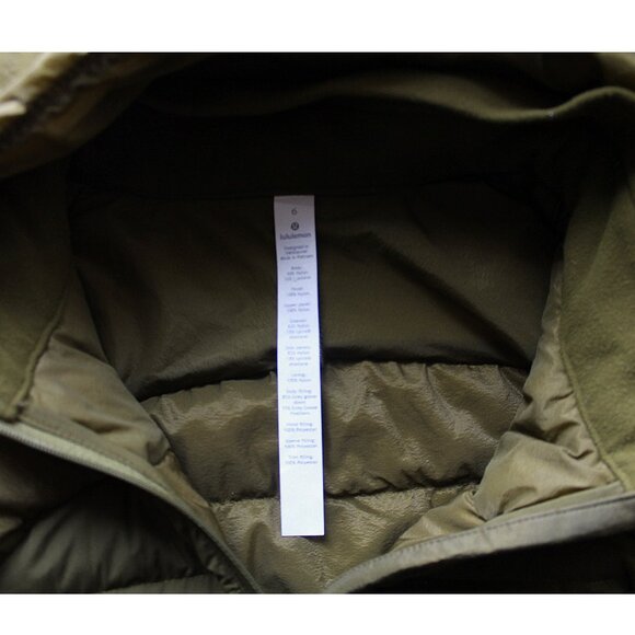 Lululemon Down For It All Jacket / Size 6 / Moss Green Down-Filled Goose Run - Picture 11 of 12